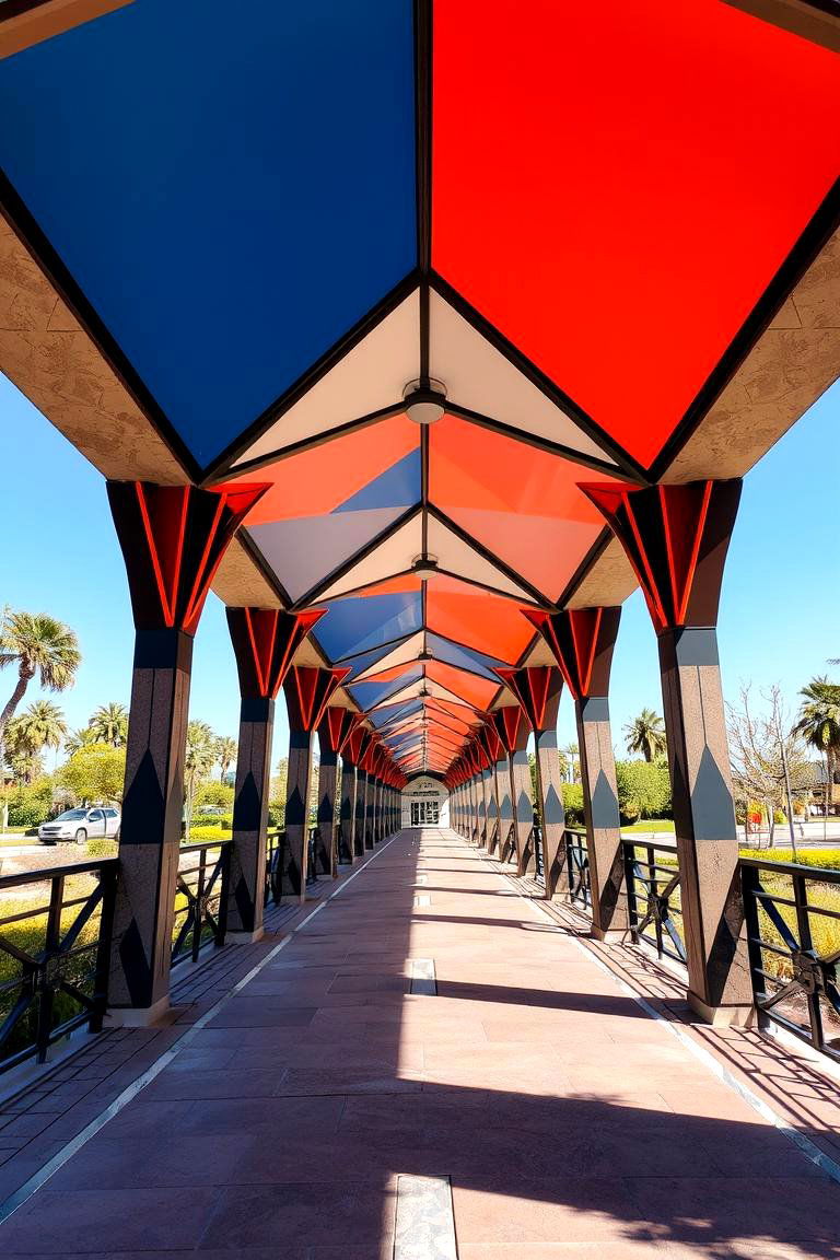 Bold Geometric Patterned Covered Walkway - 24 Covered Walkway Ideas