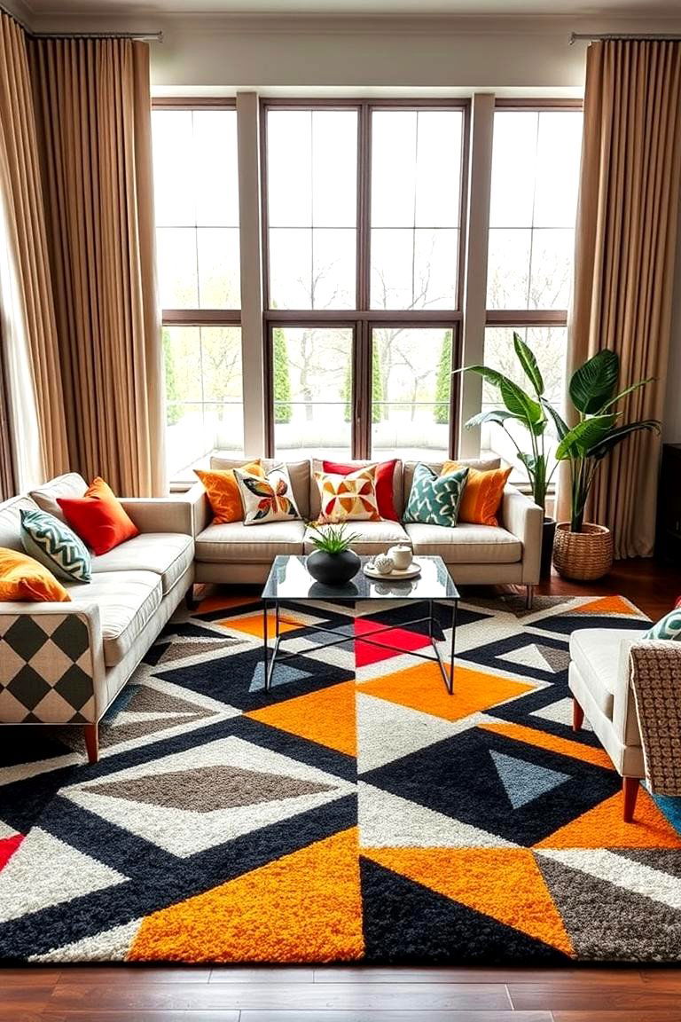 Bold Geometric Patterns - 24 Colorful Living Room Ideas