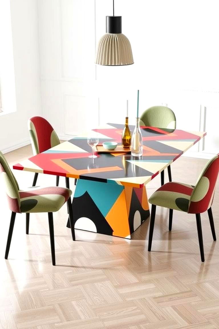 Bold Geometric Patterns - 24 Dining Room Table Decor Ideas