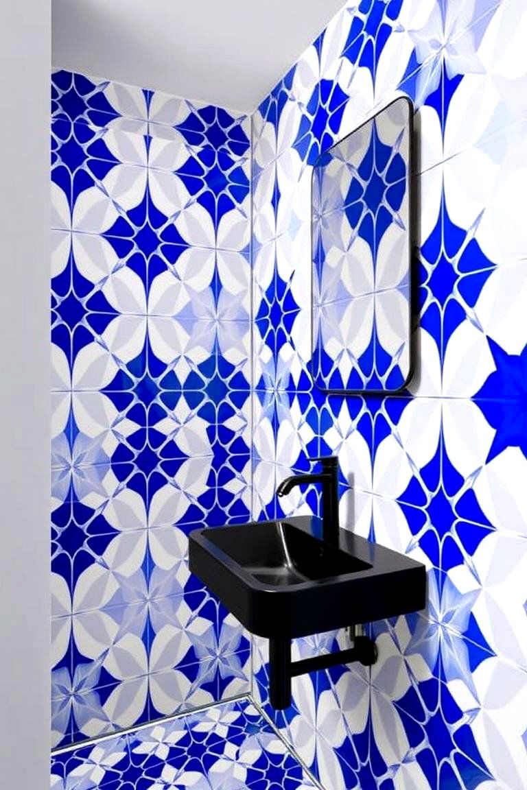 Bold Geometric Patterns - 24 Bathroom Wall Ideas