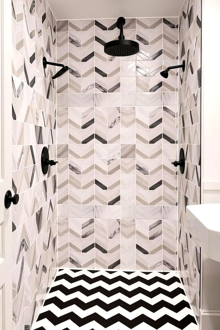 Bold Geometric Patterns - 24 Modern Bathroom Decor Ideas