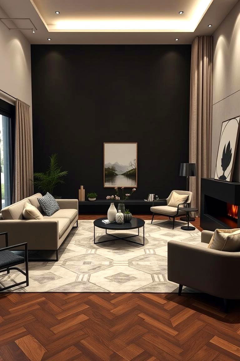 Bold Geometric Patterns - 24 Moody Living Room Ideas