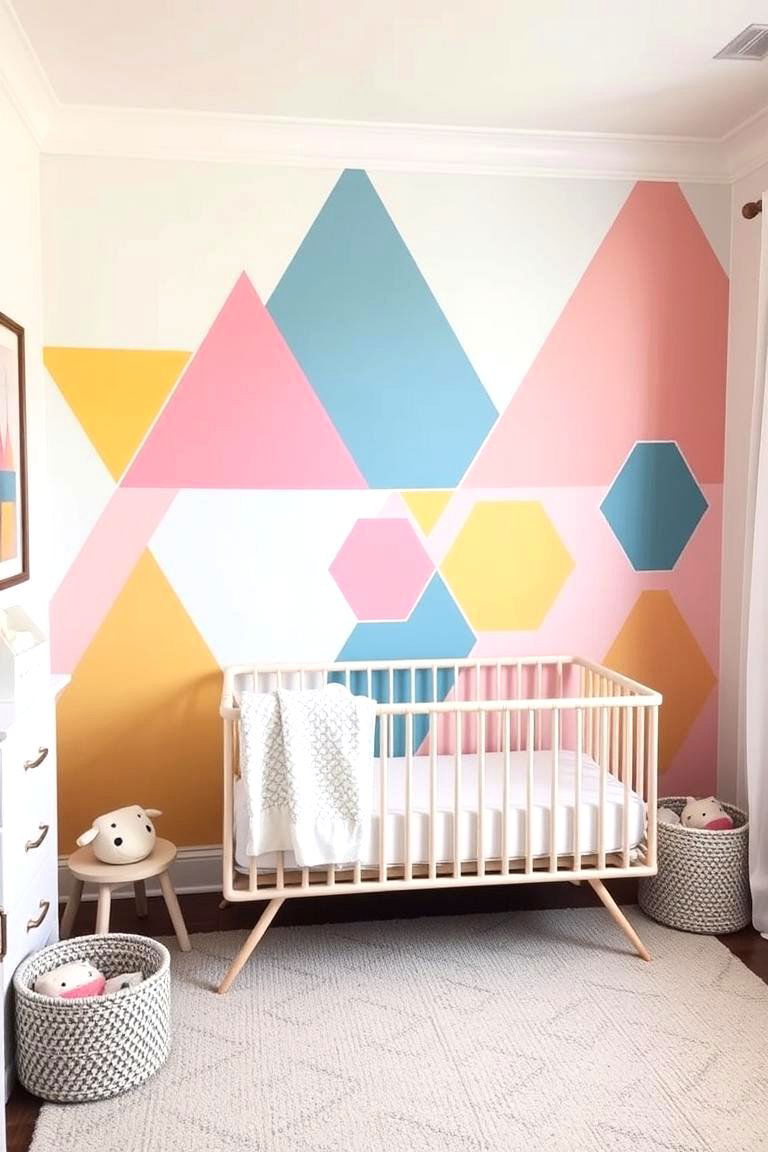 Bold Geometric Patterns - 24 Nursery Accent Wall Ideas