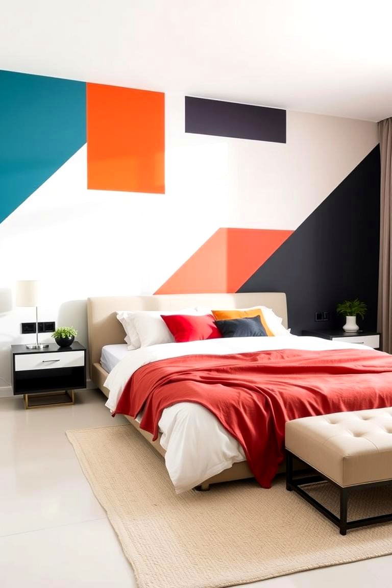 Bold Geometric Patterns - 24 Bedroom Wall Decor Ideas