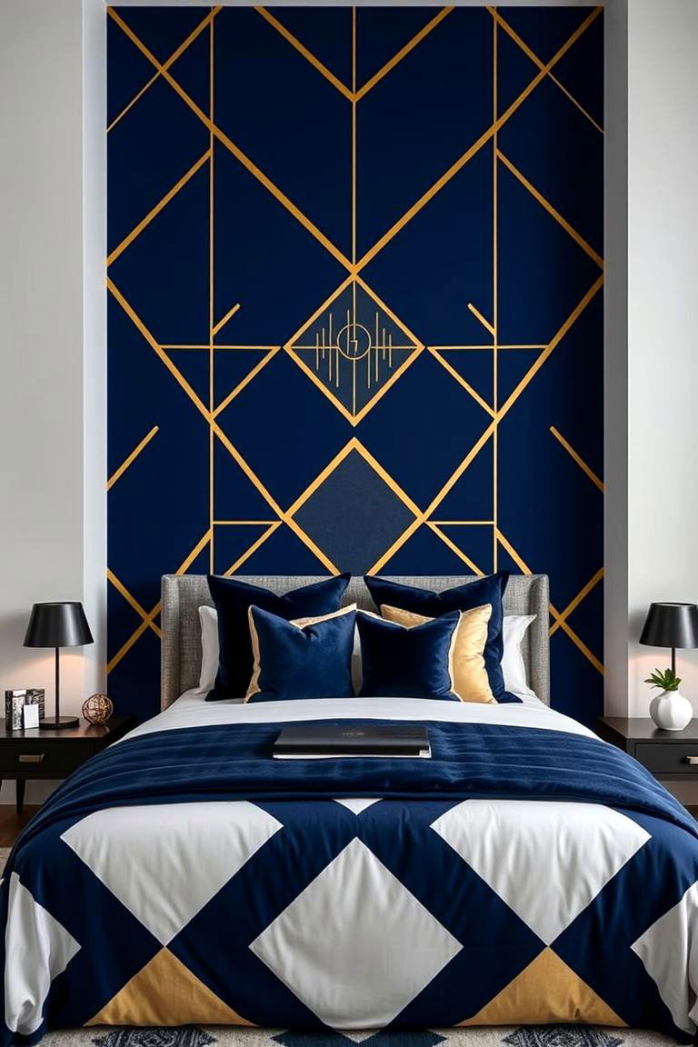 Bold Geometric Patterns - 24 Bedroom Wall Painting Ideas