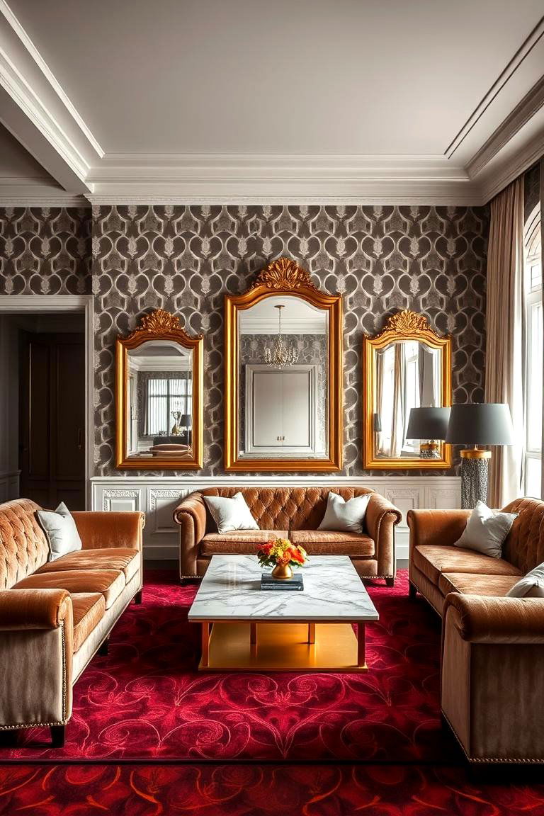 Bold Geometric Patterns for Walls - 24 Art Deco Living Room Ideas