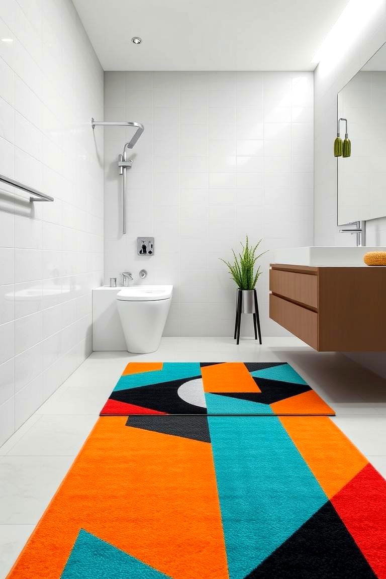 Bold Geometric Patterns for a Contemporary Touch - 24 Bathroom Rug Ideas
