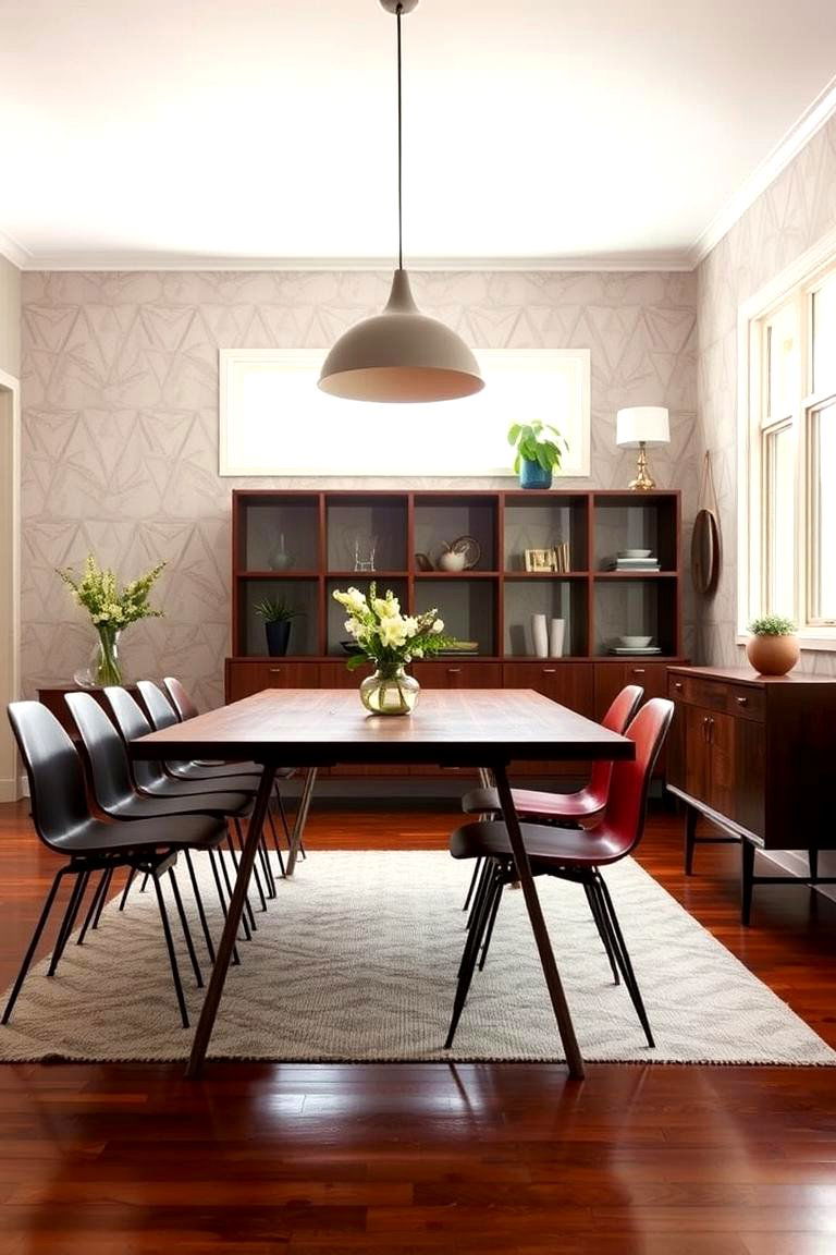Bold Geometric Patterns on the Walls - 24 Mid-century Modern Dining Rooms