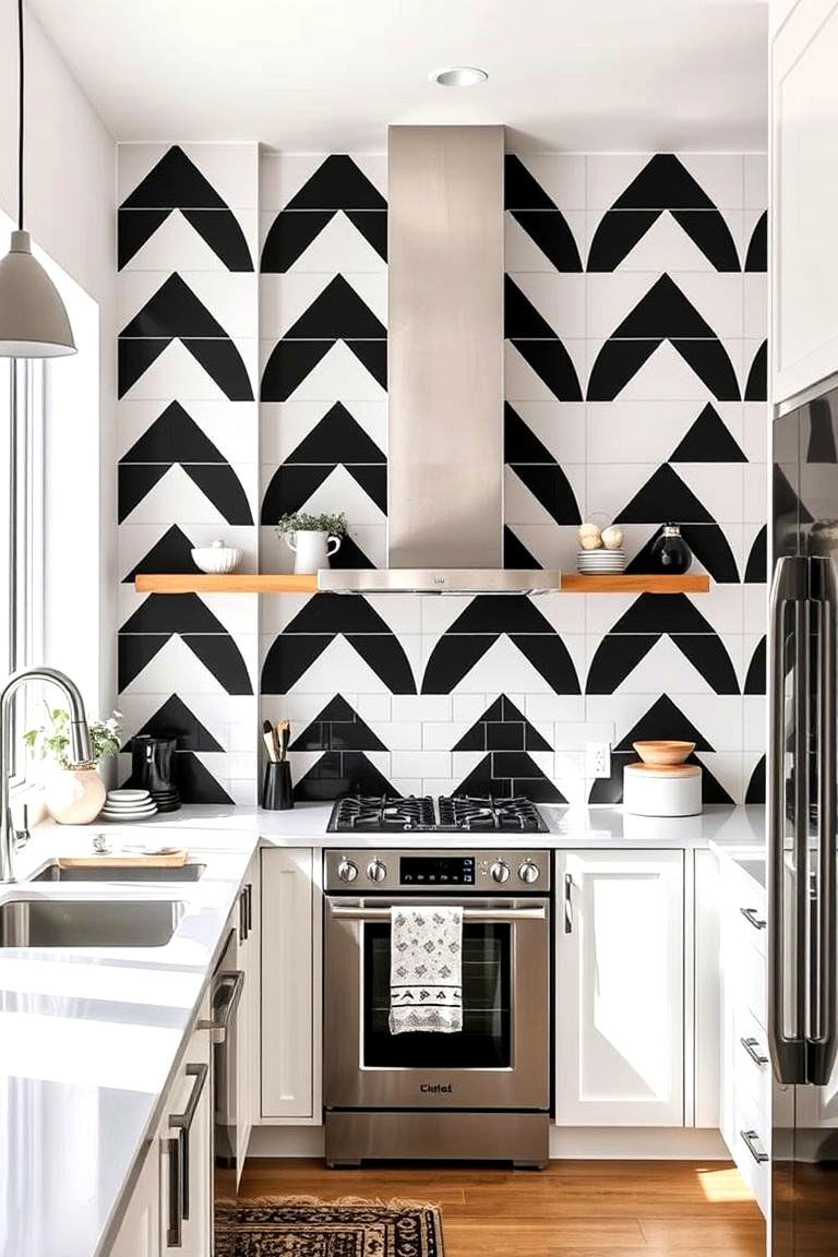 Bold Geometric Statements - 24 Kitchen Wallpaper Ideas
