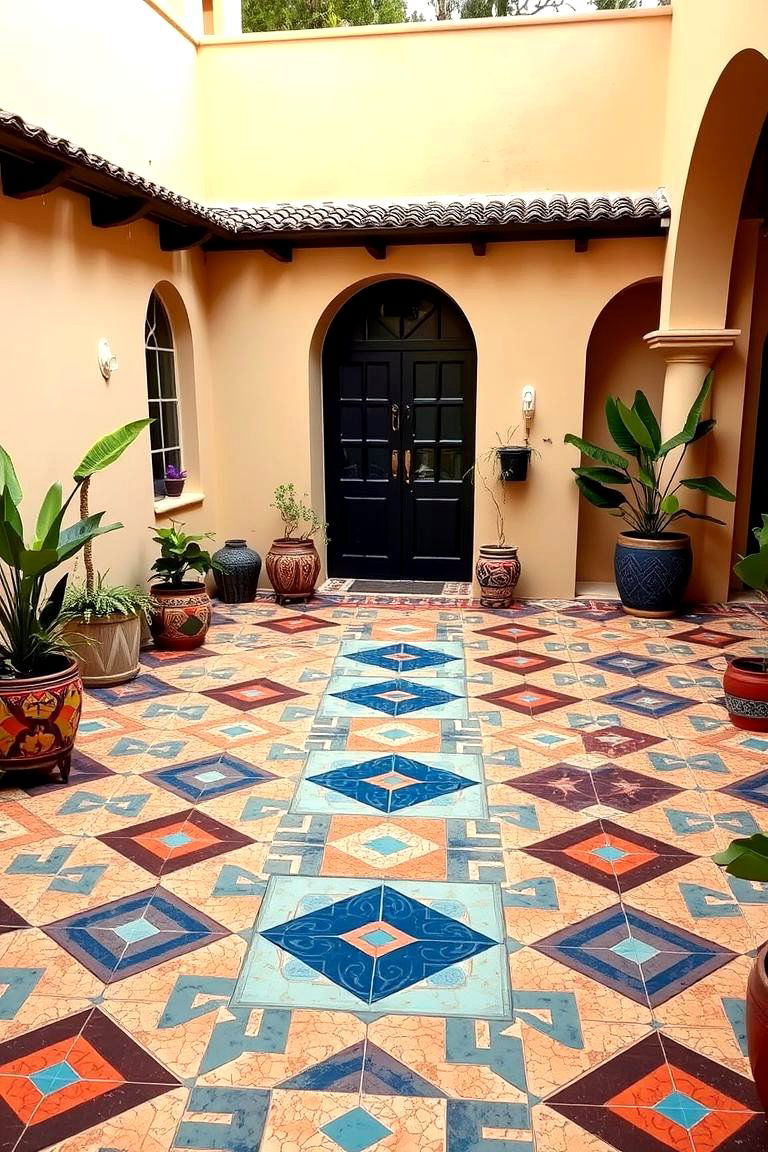 Bold Geometric Tile Patterns - 24 spanish style patio ideas