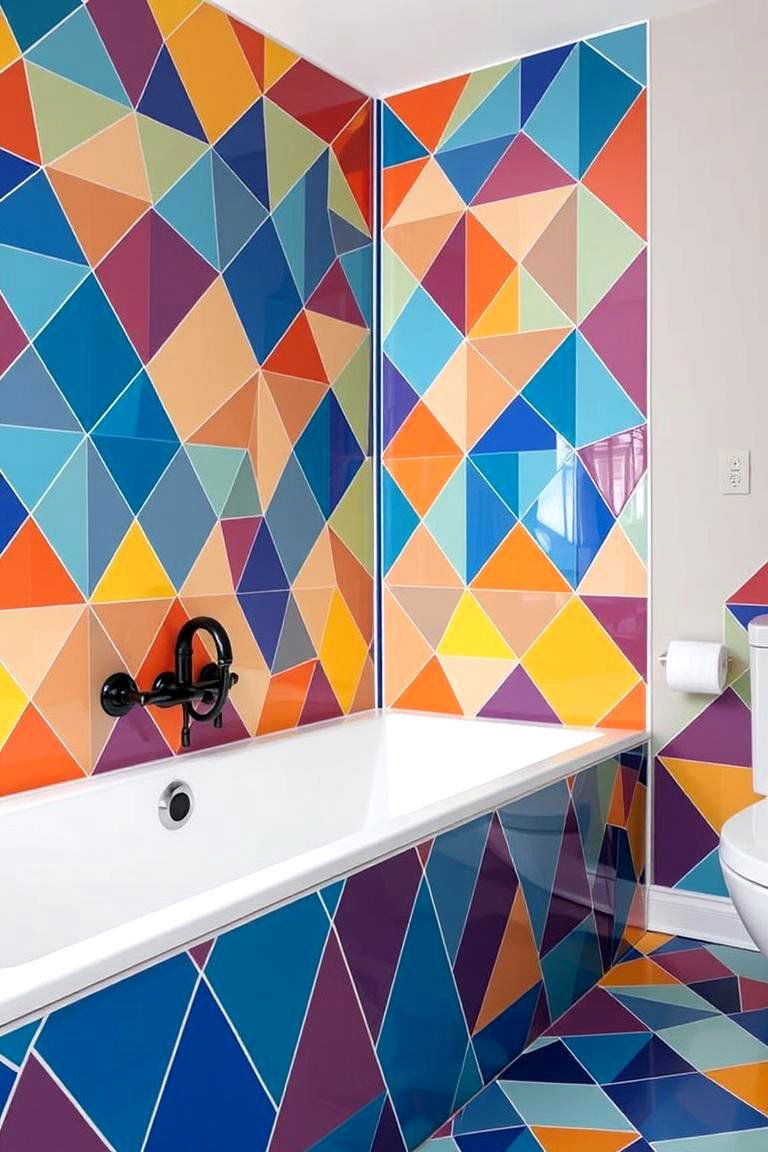 Bold Geometric Tile Surround - 24 Bathtub Surround Ideas