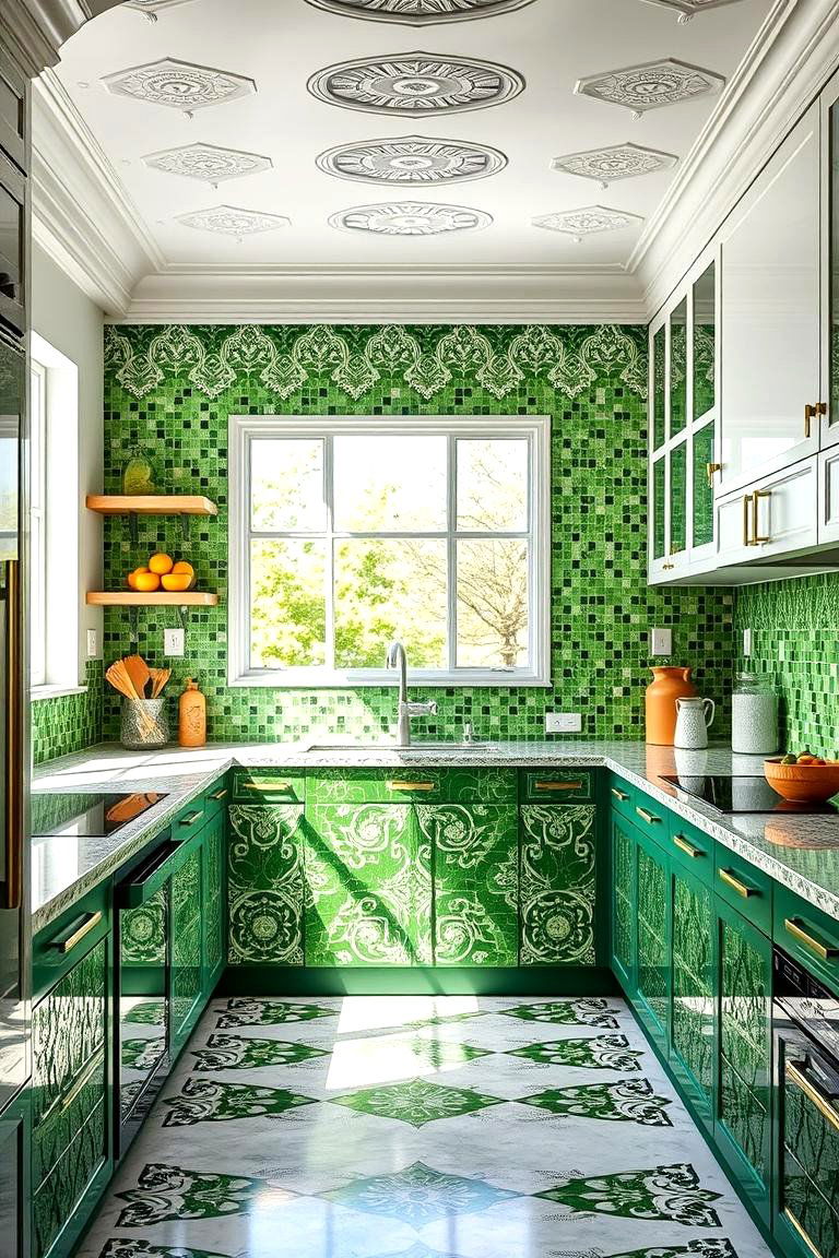 Bold Green Mosaic - 24 Kitchen With Green Backsplash Ideas