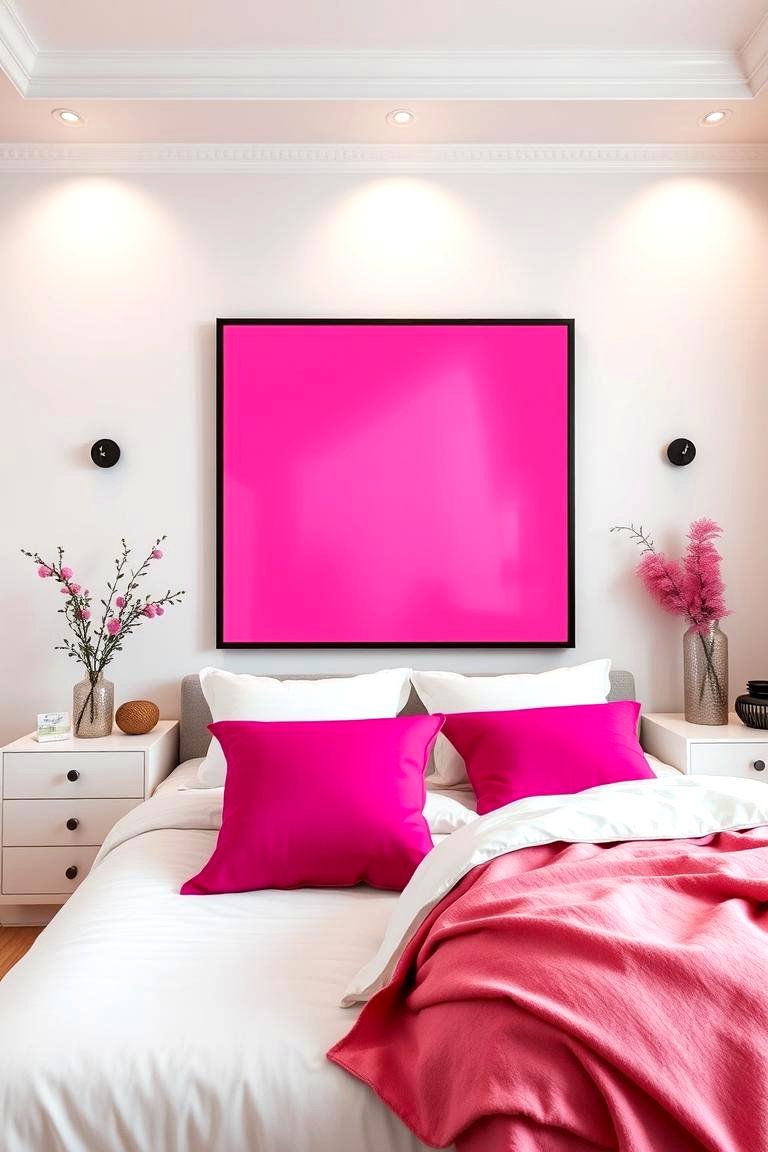 Bold Hot Pink Wall Art - 24 Hot Pink Bedroom Ideas