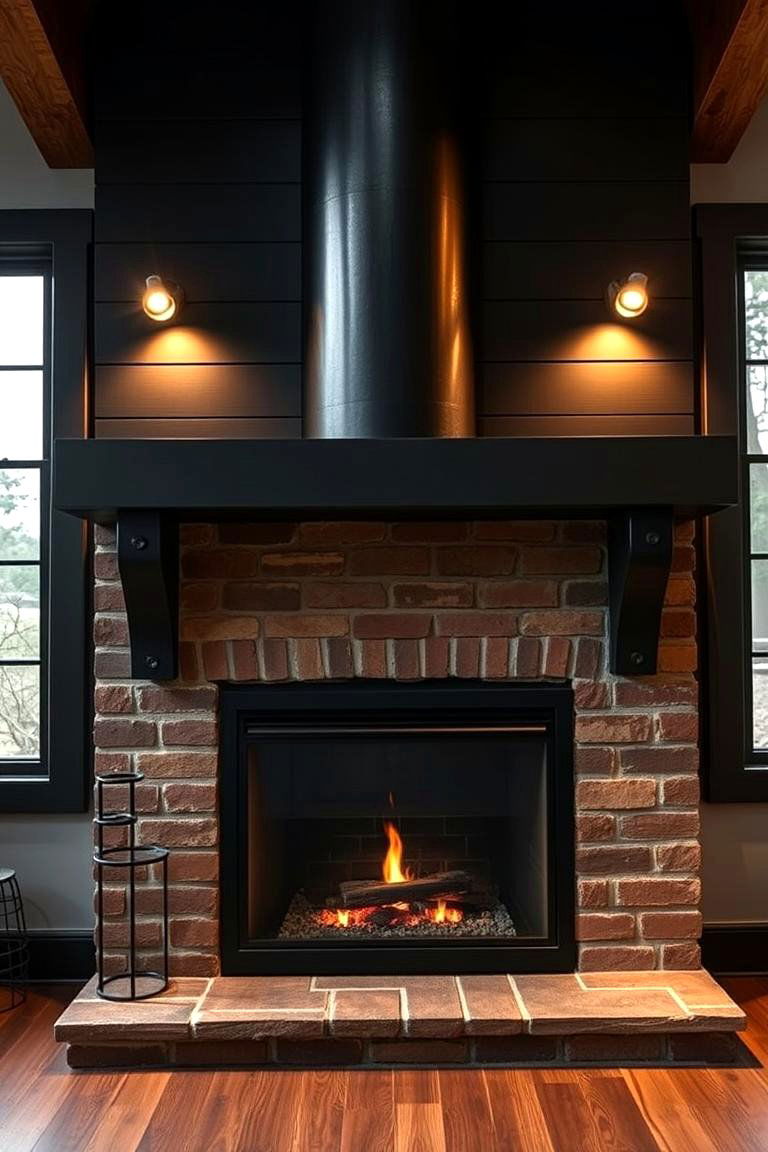Bold Industrial Charm - 24 Black Shiplap Fireplace Ideas