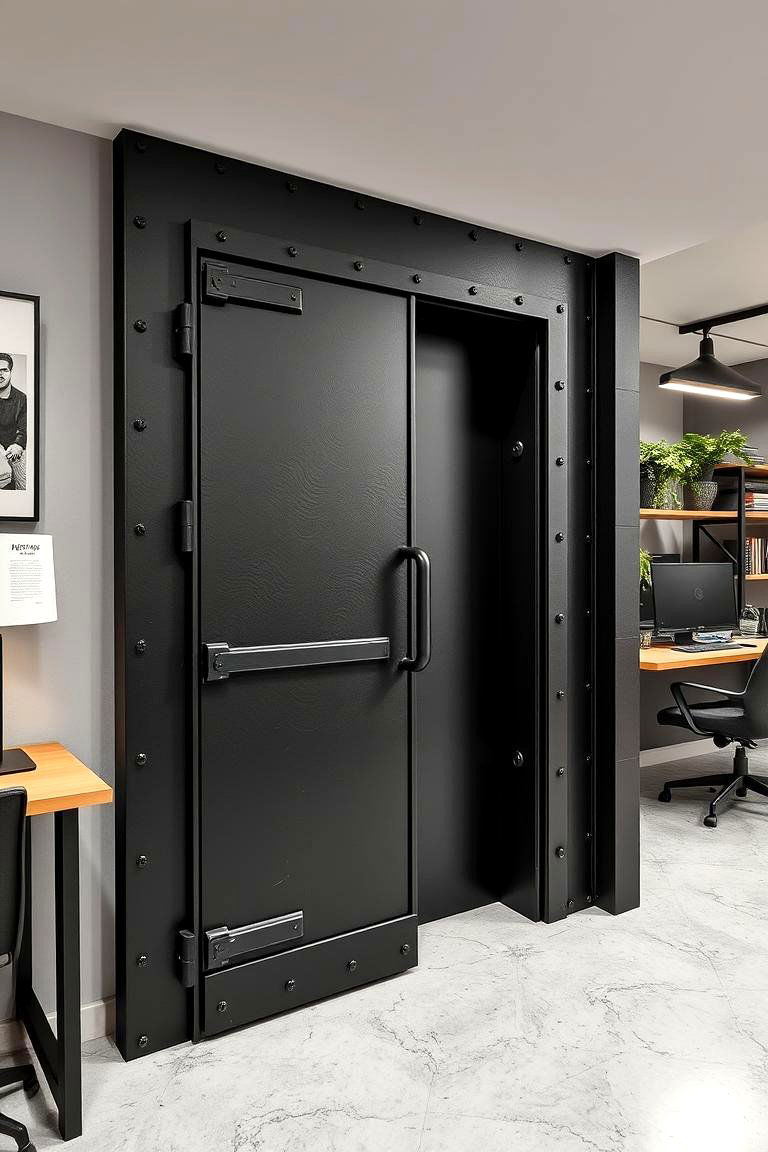 Bold Industrial Metal Door - 24 Home Office Door Ideas