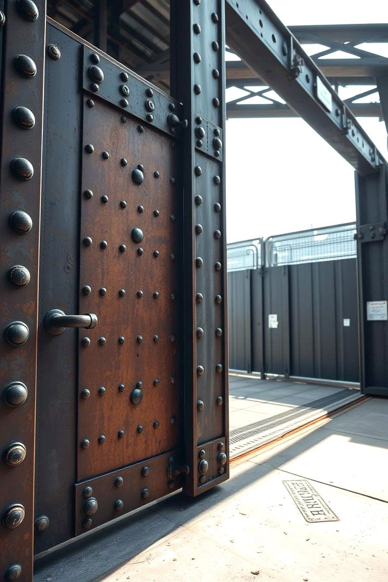 Bold Industrial Rivet Gate - 24 Deck Gate Ideas