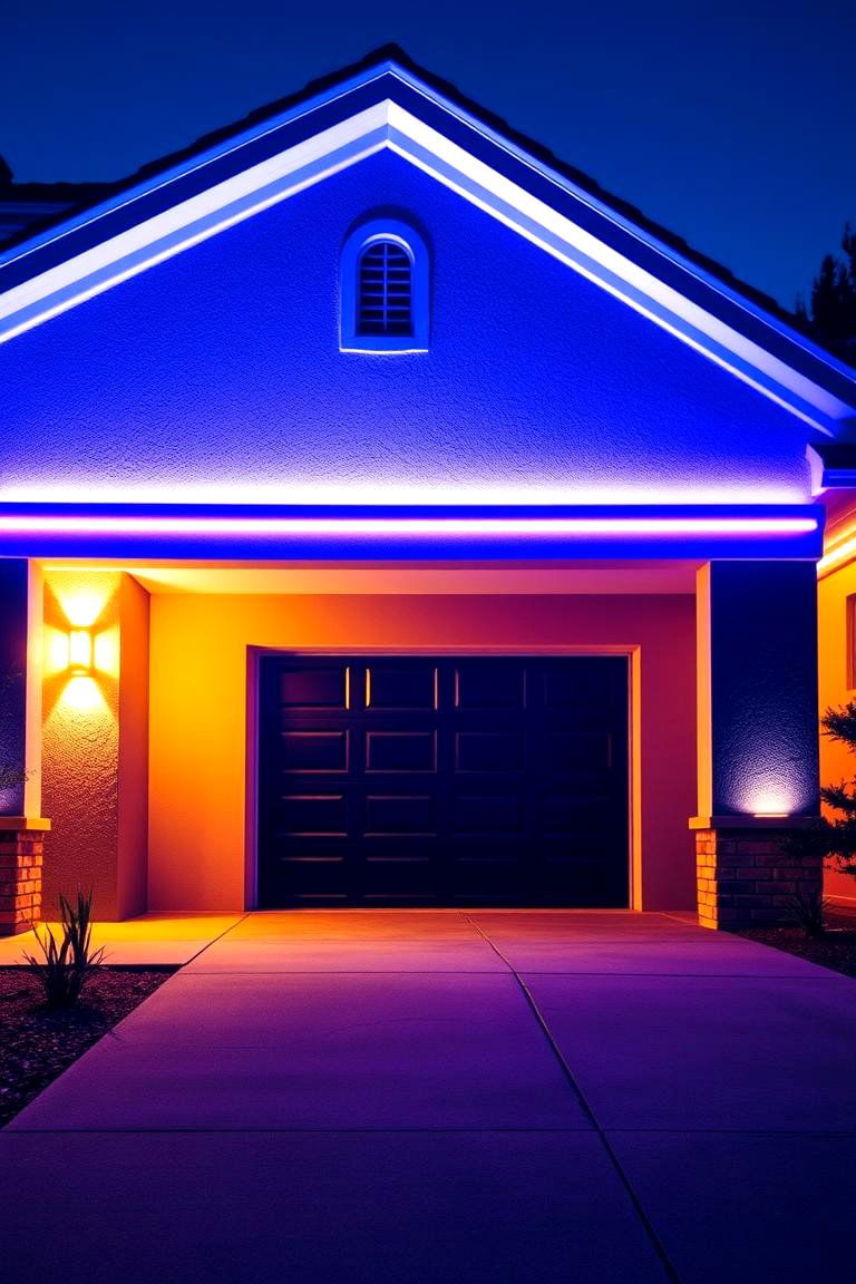 Bold LED Accent Lighting - 24 Garage Entryway Ideas