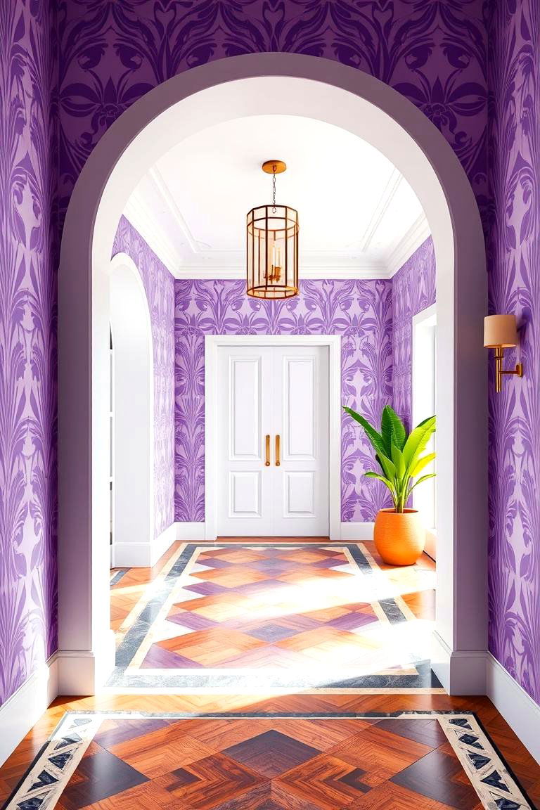 Bold Lavender Patterned Entry - 24 Lavender Front Door Ideas