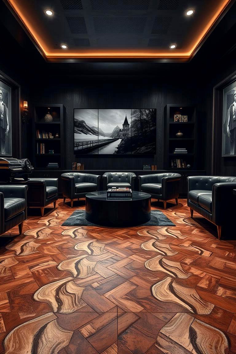 Bold Leather Look Flooring - 24 Man Cave Flooring Ideas