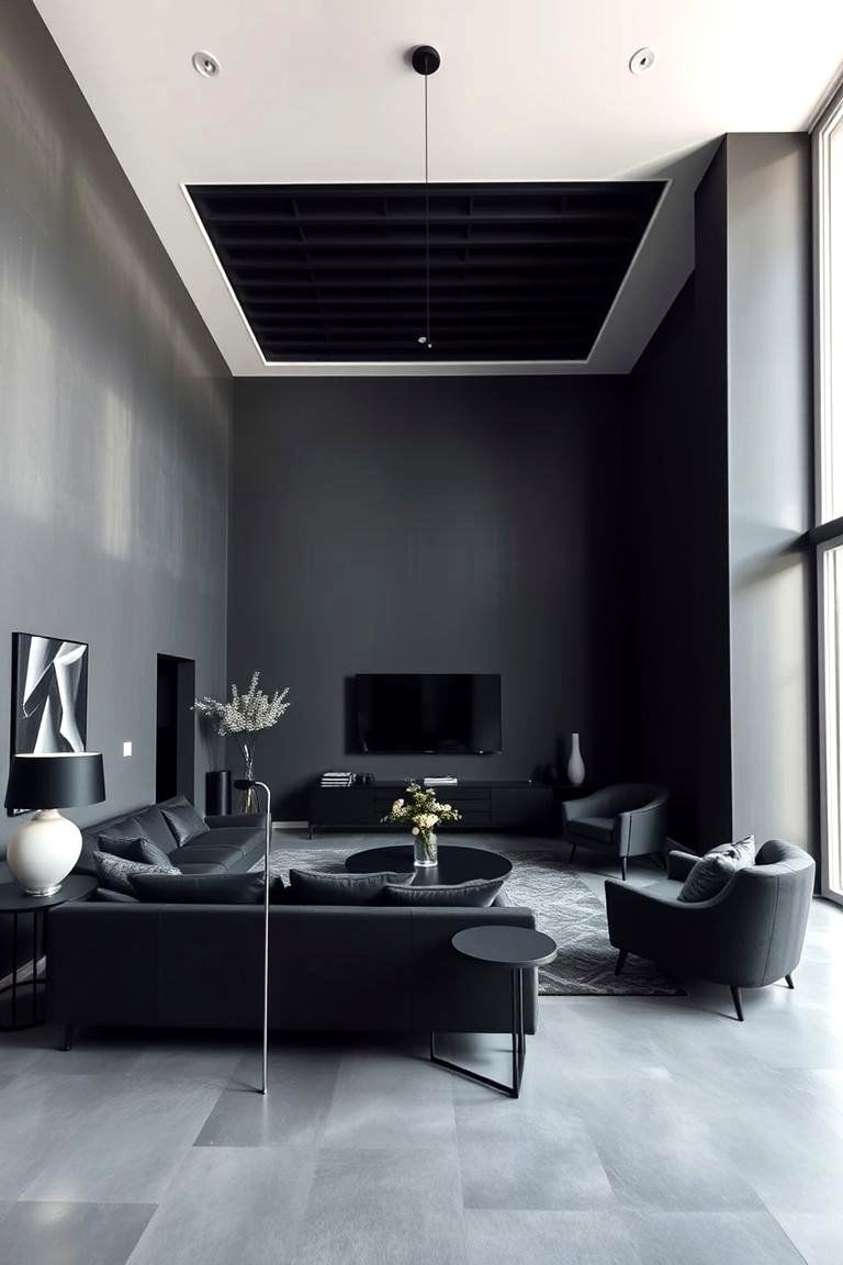 Bold Modern Aesthetics - 24 Black Ceiling With Grey Walls