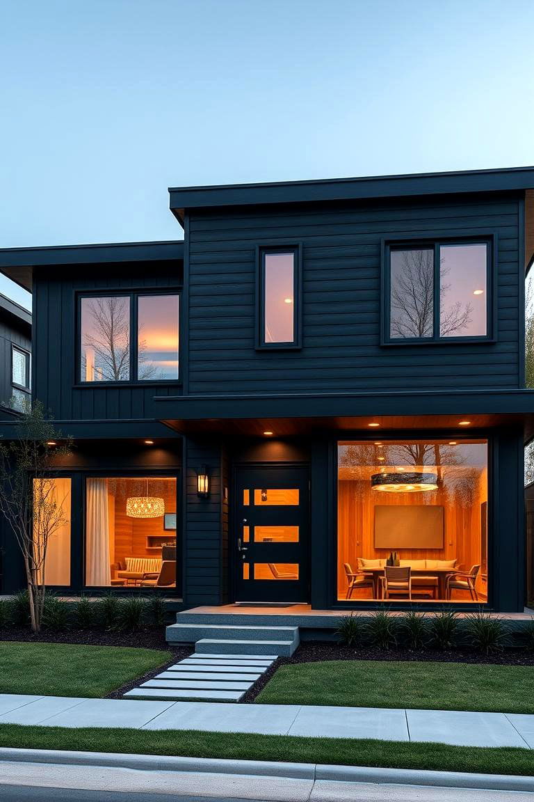 Bold Modern Facade - 24 Black House With Wood Accents