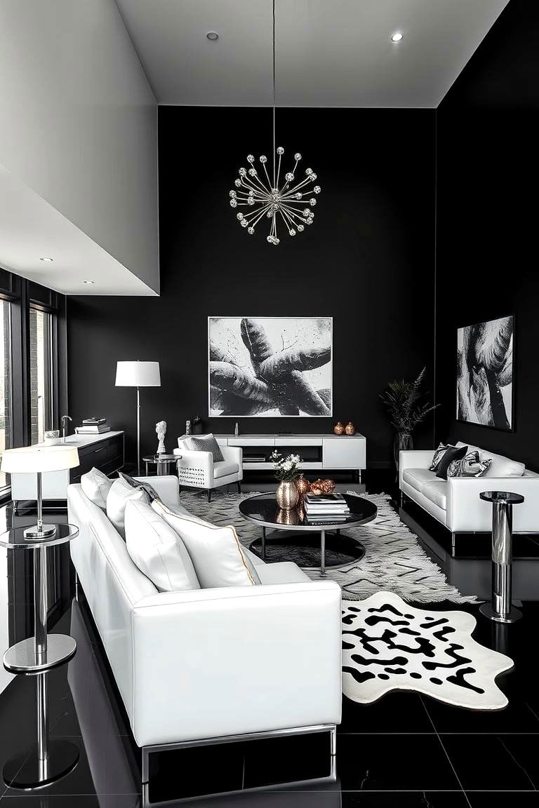 Bold Monochrome Magic - 24 Black Floor Living Room Ideas