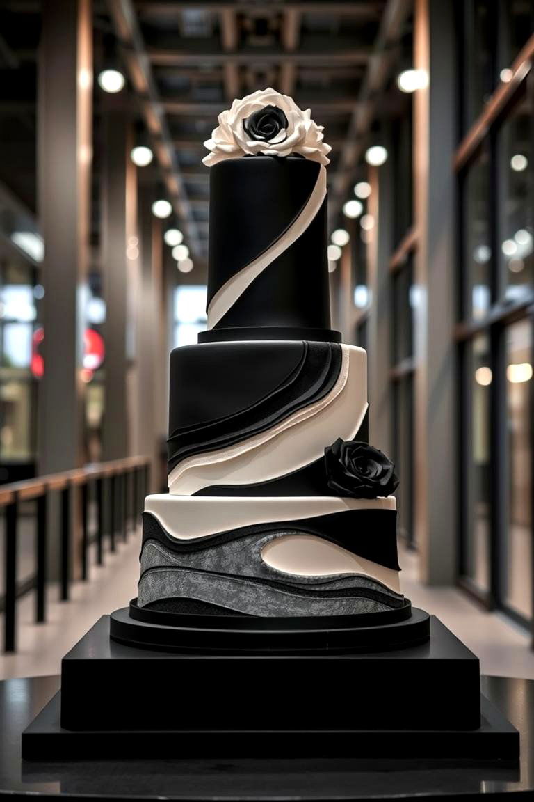 Bold Monochrome - 24 Small Wedding Cake Ideas