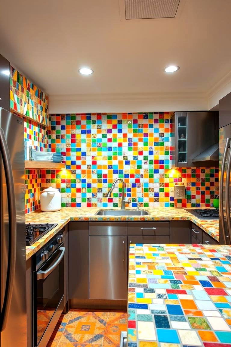 Bold Mosaic for a Vibrant Statement - 24 Kitchen Backsplash Ideas