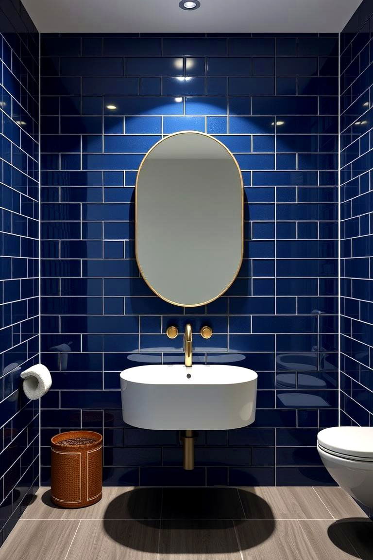 Bold Navy Blue Accent Tiles - 24 Blue Tile Bathroom Ideas