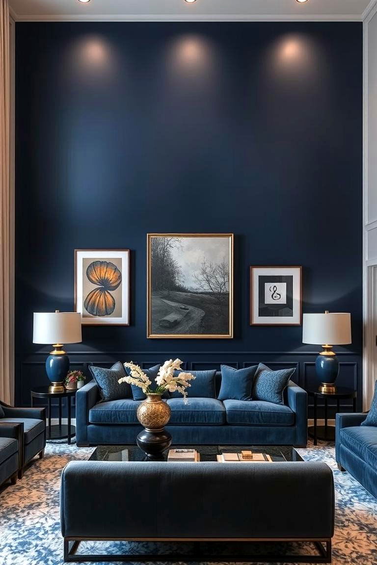 Bold Navy Impact - 24 Blue Accent Wall Ideas