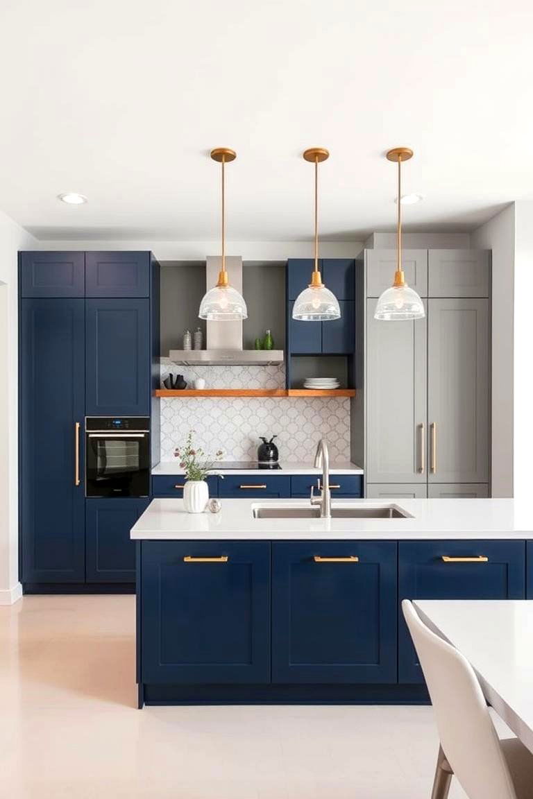 Bold Navy and Light Gray - 24 Two Tone Kitchen Cabinet Ideas