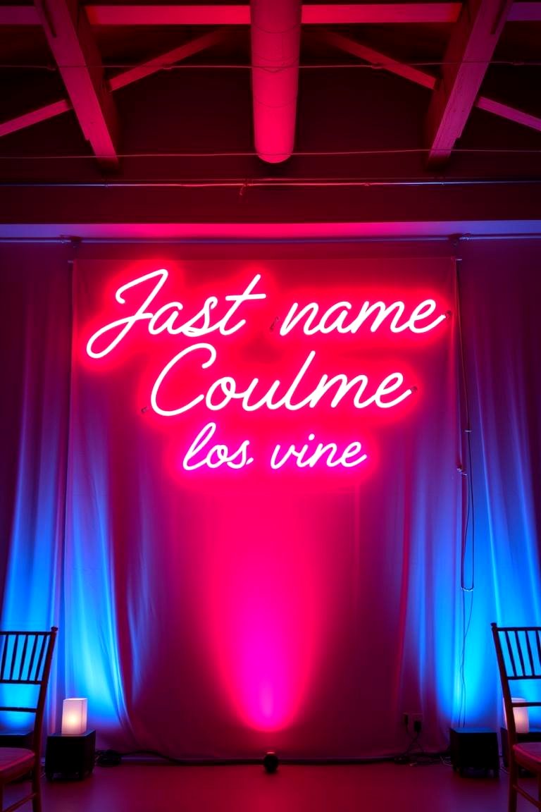 Bold Neon Sign - 24 Wedding Backdrop Ideas