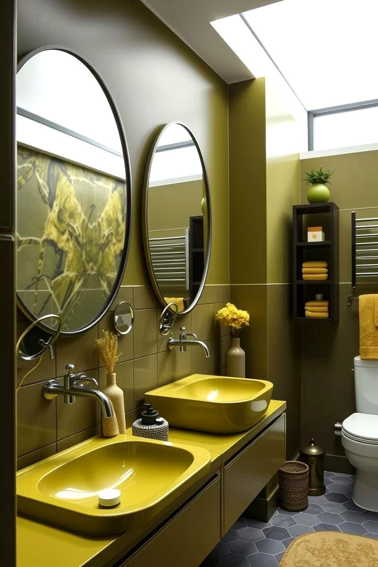 Bold Olive Statement - 24 Olive Green Bathroom Ideas