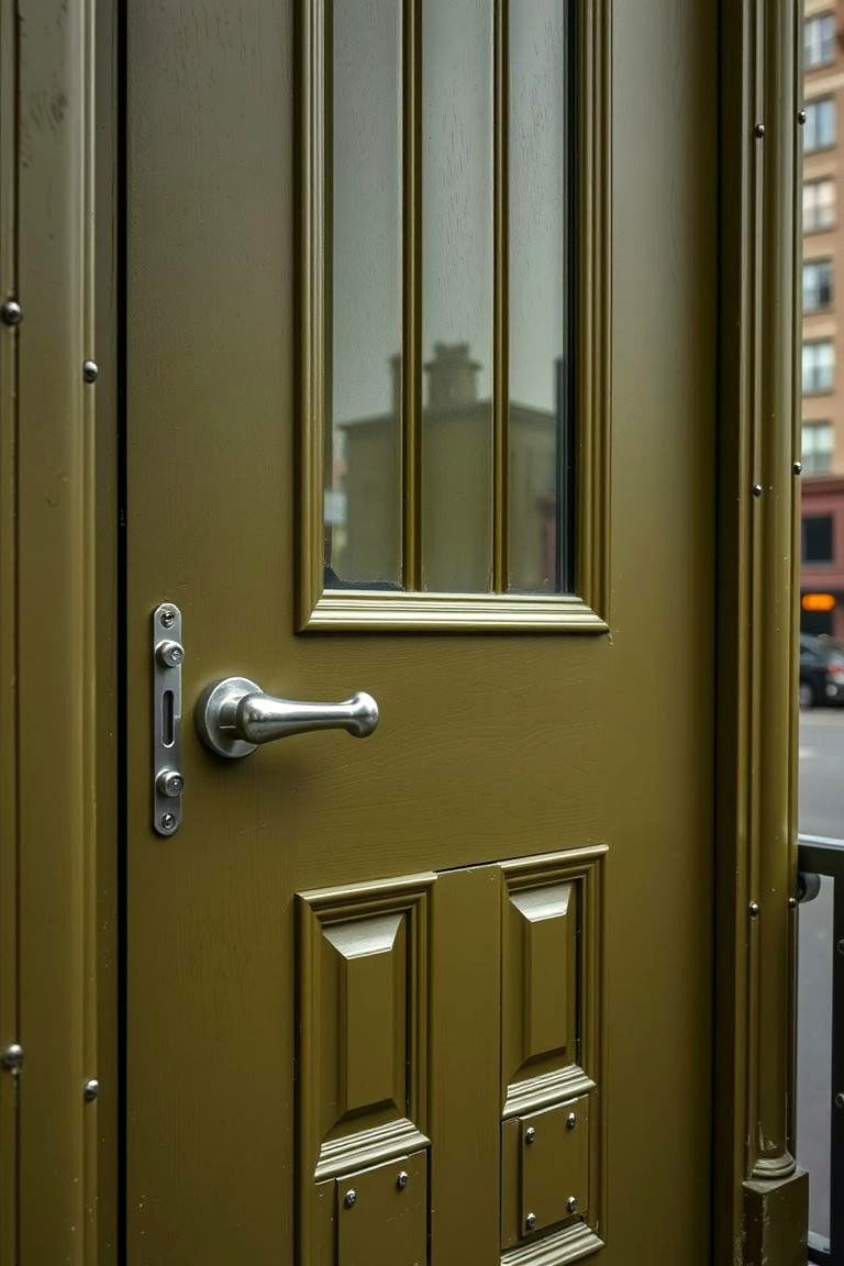 Bold Olive Statement - 24 Olive Green Front Door Ideas