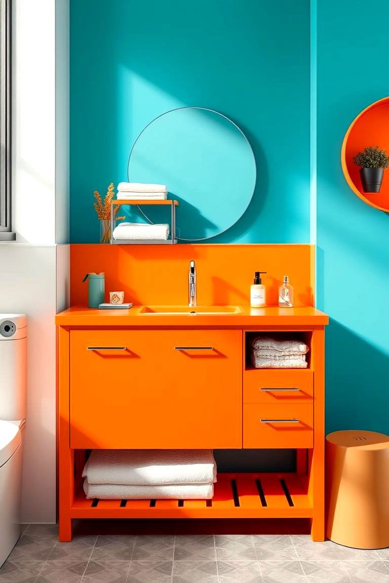 Bold Orange Vanity - 24 Orange Bathroom Ideas