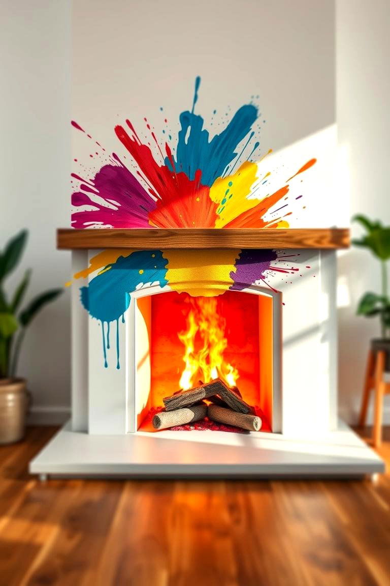 Bold Painted Hearth - 24 Fireplace Hearth Ideas