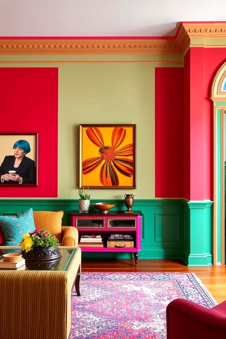 Bold Painted Wainscoting - 24 Living Room Wainscoting Ideas