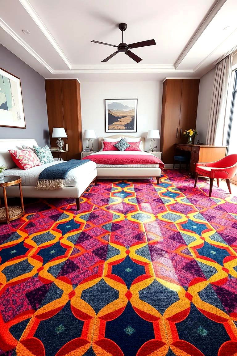 Bold Patterned Carpets - 24 Bedroom Carpet Ideas