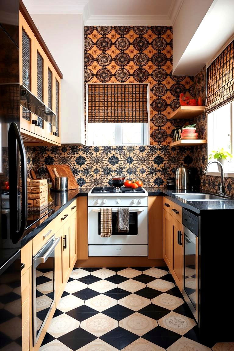 Bold Patterned Combinations - 24 Black and Brown Kitchen Ideas