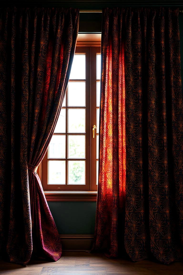 Bold Patterned Drapery - 24 Dark Boho Bedroom Ideas
