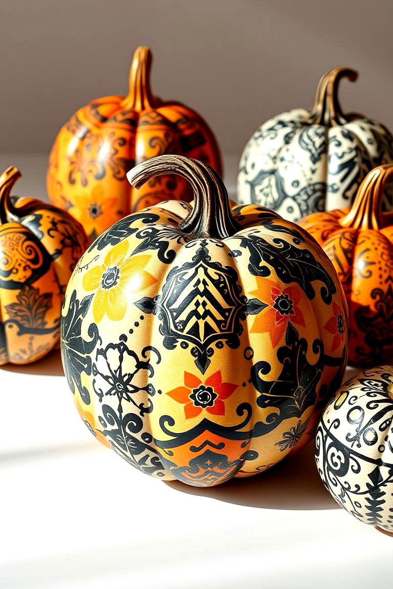 Bold Patterned Pumpkin Designs - 24 Pumpkin Decor Ideas