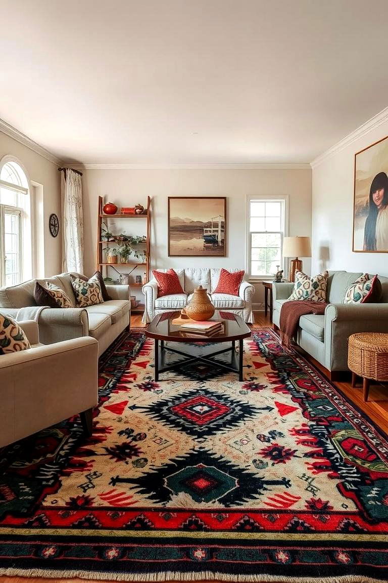 Bold Patterned Rugs - 24 Southwest Living Room Ideas
