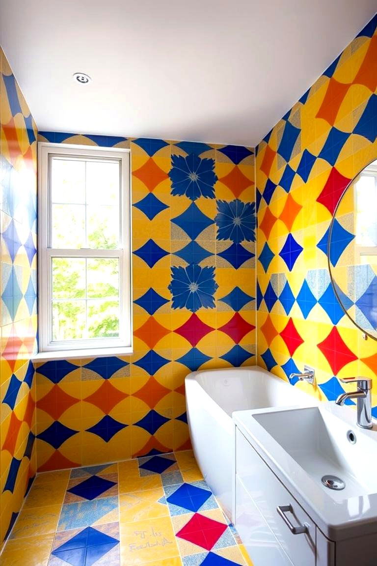 Bold Patterned Tiles - 24 Spanish Style Bathroom Ideas