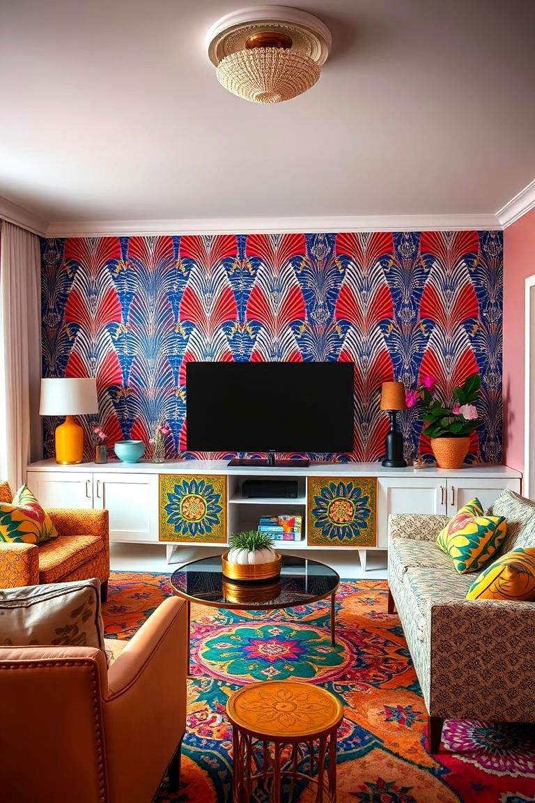 Bold Patterns to Energize the Space - 24 Small Living Room Ideas With Tv