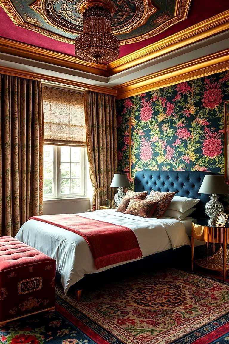 Bold Patterns with Gold Highlights - 24 Black and Gold Bedroom Ideas