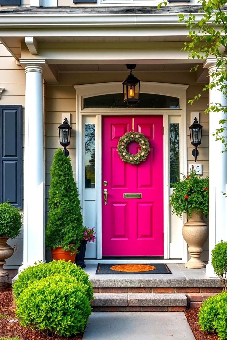 Bold Pink Front Door Statement - 24 Pink Room Ideas