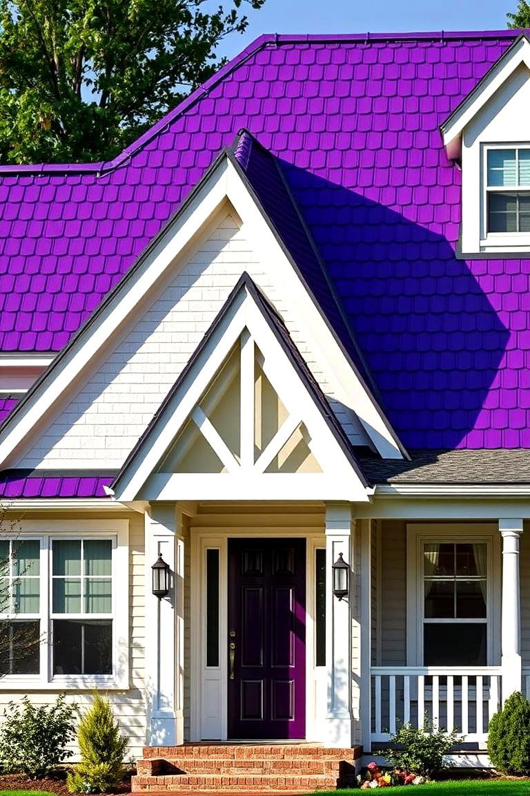Bold Purple Roof Shingles - 24 Purple House Exterior Ideas