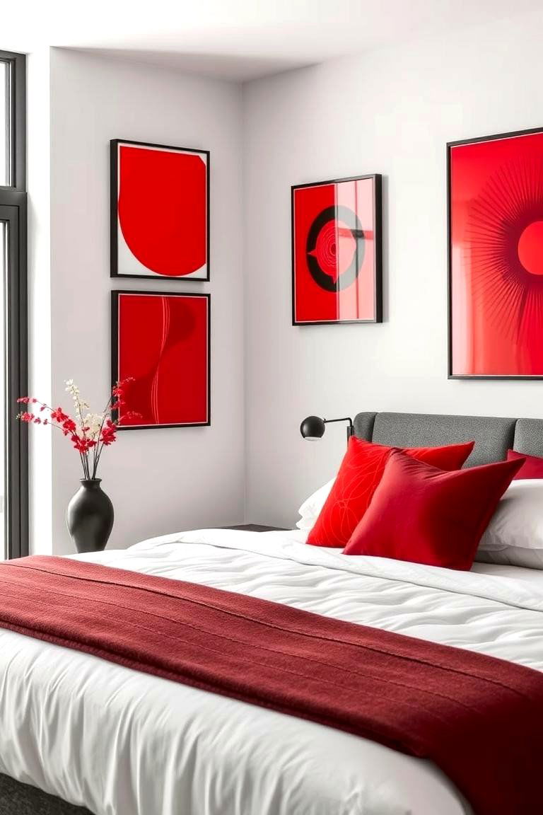 Bold Red Artwork - 24 Red Bedroom Ideas