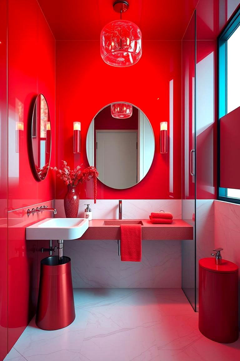 Bold Red Bathroom Accents - 24 Colorful Bathroom Ideas
