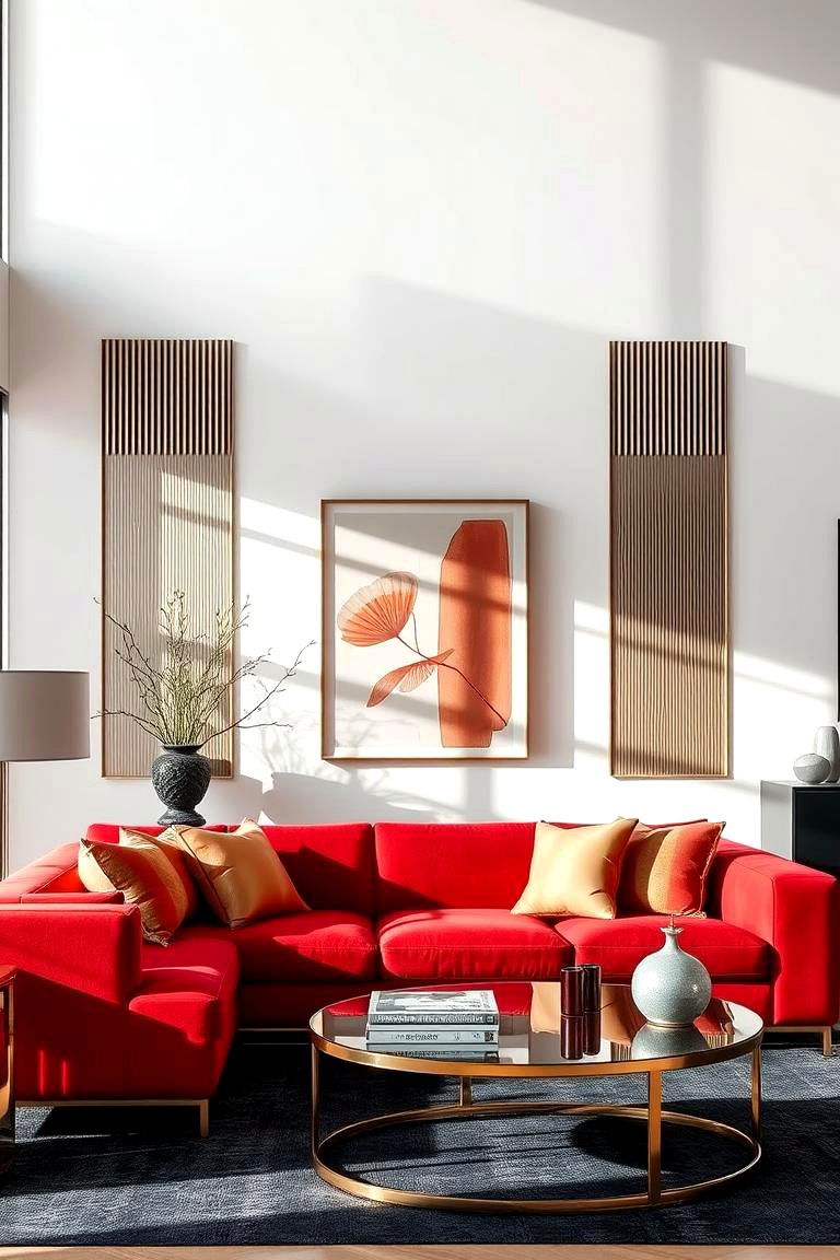 Bold Red Elegance - 24 Red Couch Living Room Ideas